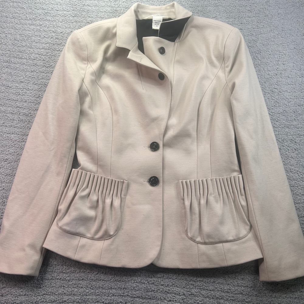 Vintage Diane von Furstenberg Bullit Blazer Ruffle Pocket Cream 8 authentic